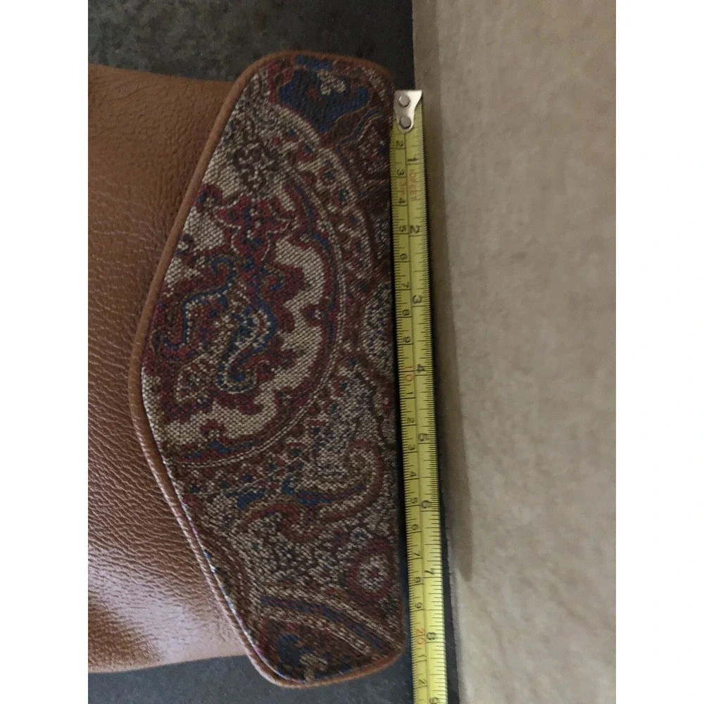 Faux Leather Brown Paisley Envelope Snap Wallet w/ Kisslock Coin Purse-8x4.5 VTG